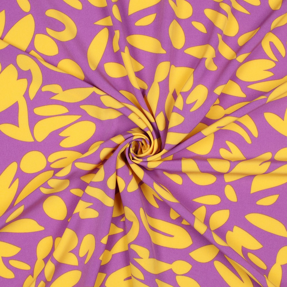 Stretch Magnolia Abstract Leaves Lilac