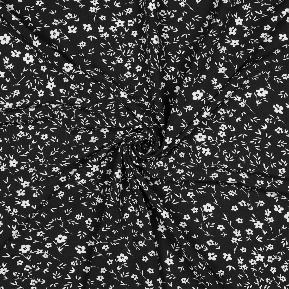 Stretch Magnolia Little Flowers Black