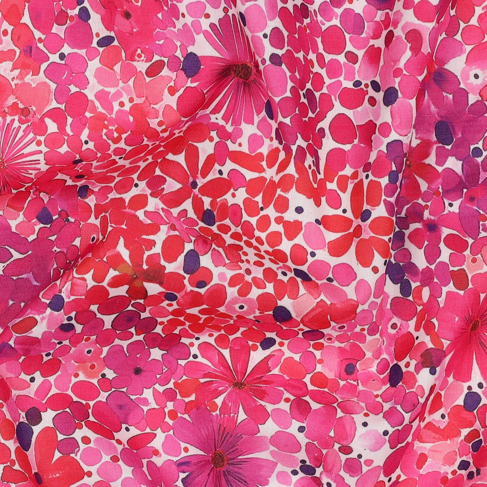 Cotton Voile Digi. Bloempjes Pink