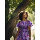 Cotton Voile Digi. Bloempjes Paars