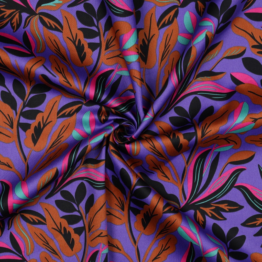 Cotton Satin Lush Leaves Purple Nerida Hansen (kopie)