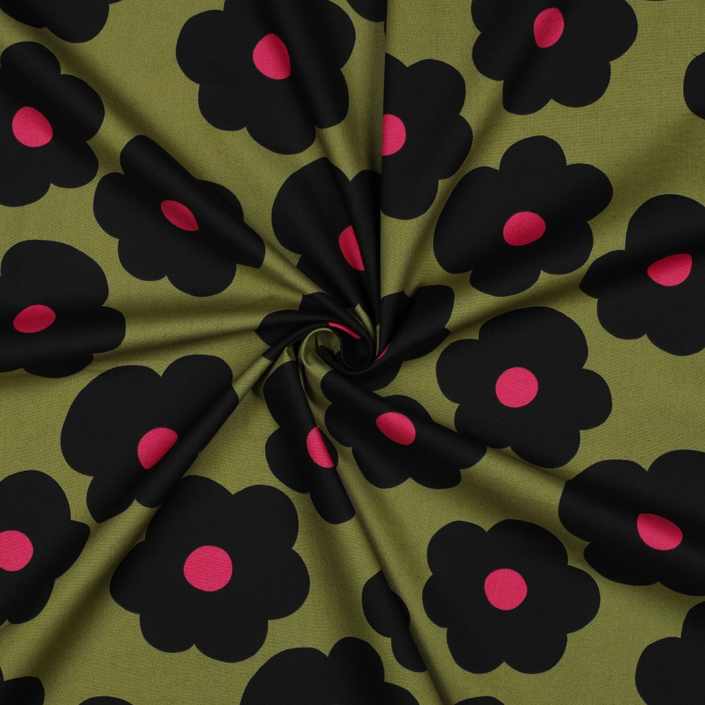 Fine Poplin Big Flower Nerida Hansen Moss Green