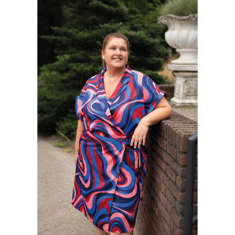 Cotton Satin Abstract Navy
