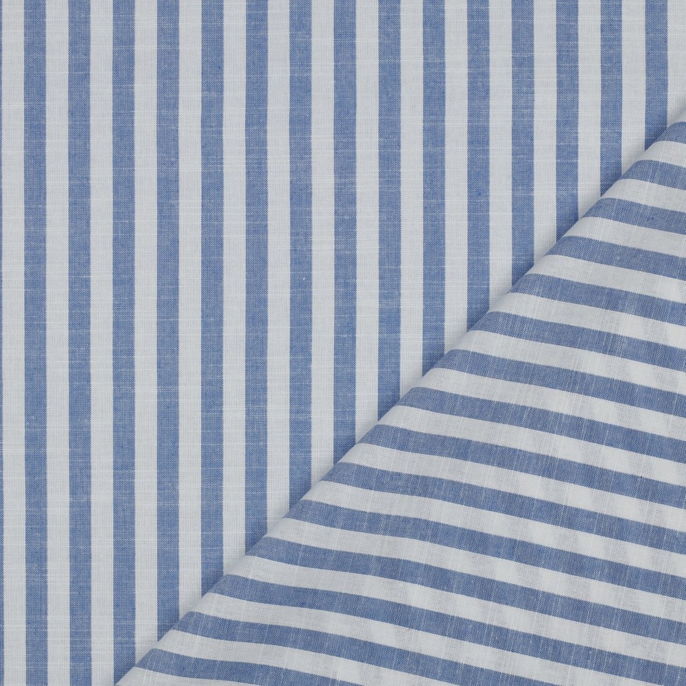 Cotton Yarn Dyed Stripes 10mm. Blue
