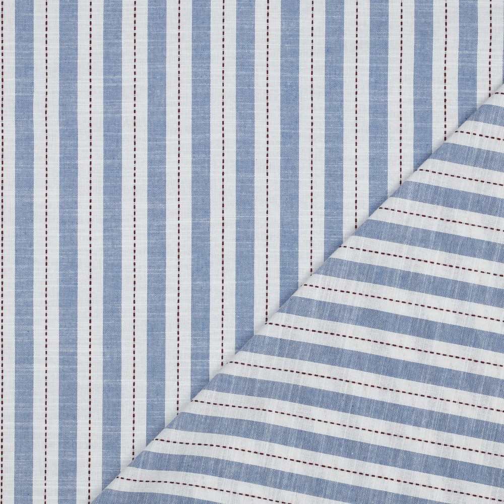 Cotton Yarn Dyed Stripes Fantasie Blue