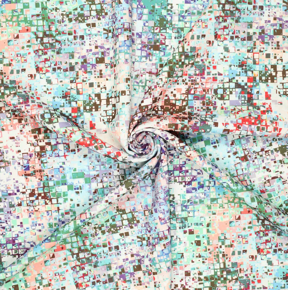 Polyester Stretch Digital Glitches Mint