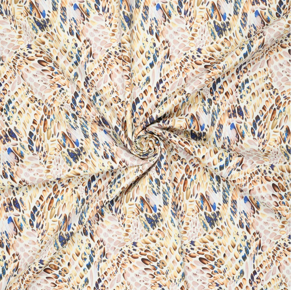 Stretch Cotton Satin Animaldots Beige