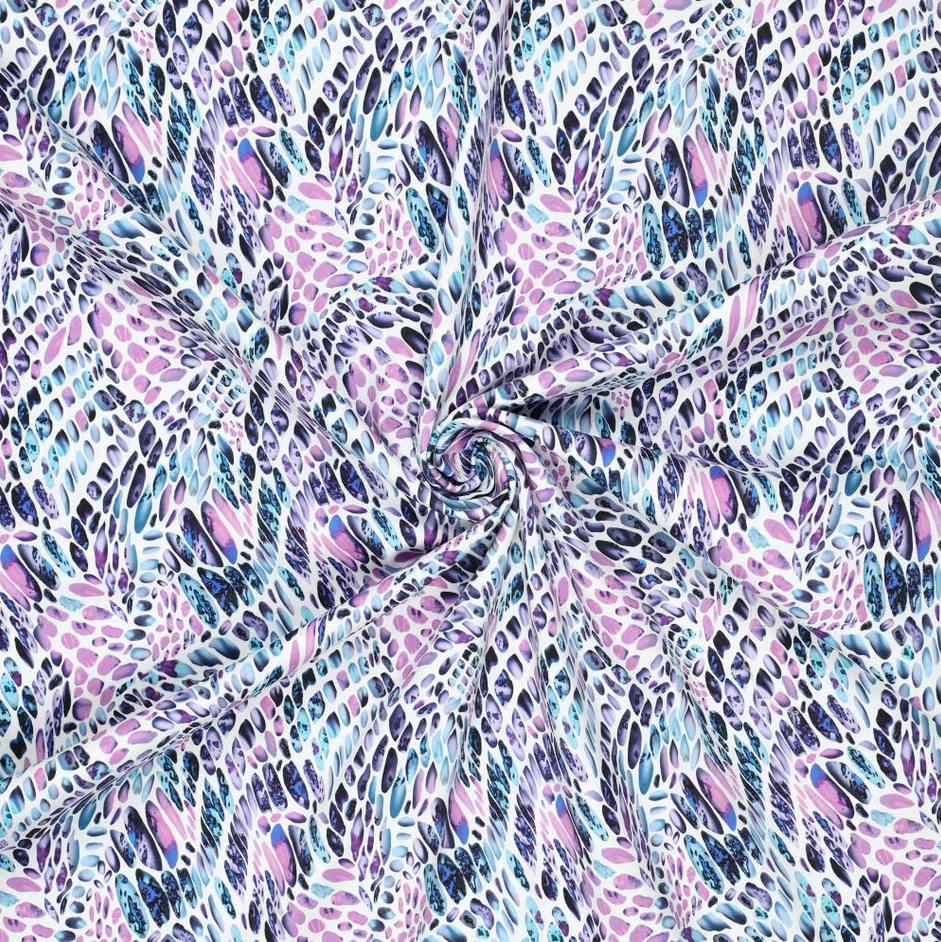 Stretch Cotton Satin Animaldots Lila