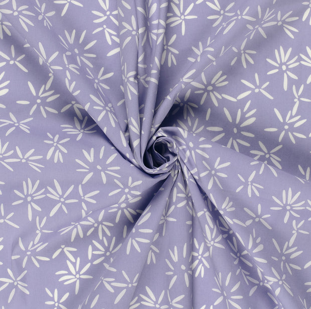 Stretch Cotton Poplin Nice Flower Lila
