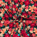 Stretch Cotton Poplin Colorful Flower Black