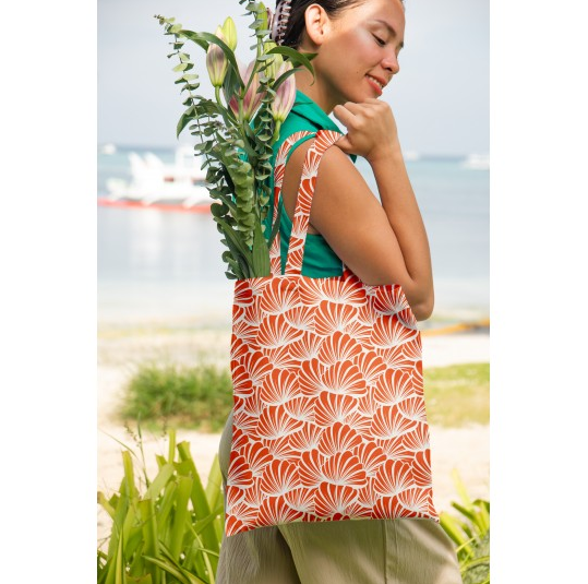 Canvas Beachy Shells Salmon