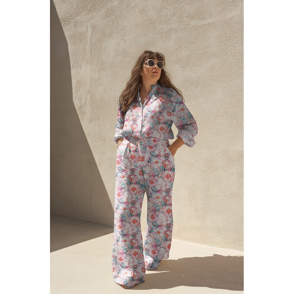 Cotton Satin Dig Japanese Anamone Nerida Hansen Coral