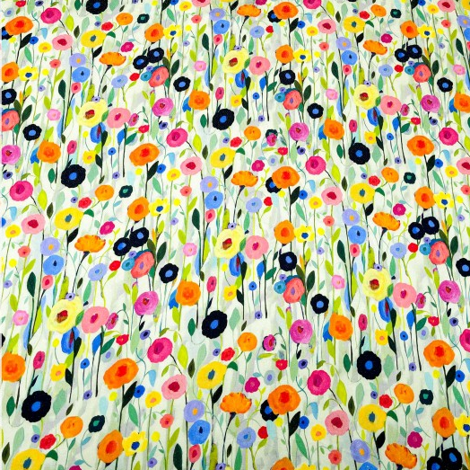 Shiny Viscose Colorful Flowers