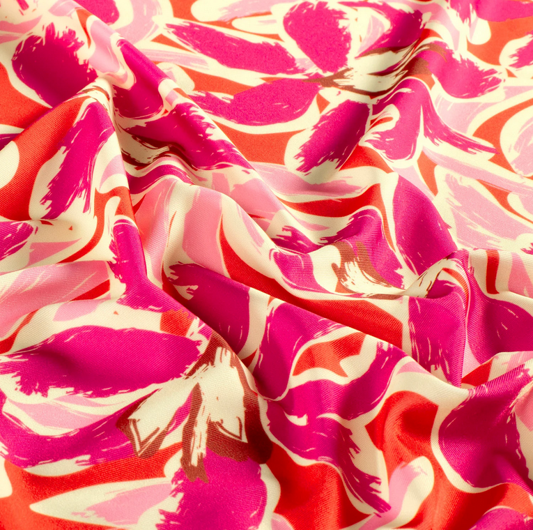 Jersey Swimwear Digi. Fuchsia Flowers