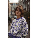 French Terry Digital Flowers Ecru/Purple