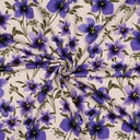 French Terry Digital Flowers Ecru/Purple