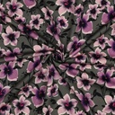 French Terry Digital Flowers Green/Old rose