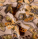 Polye. Satin Velvet Retro Flowers Old Rose