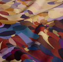 Viscose Poplin Arty Flowers Camel/Bordeaux