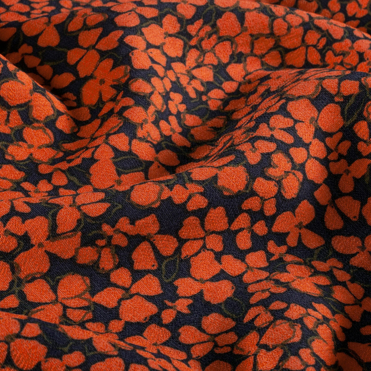 Viscose/Nylon Small Flower Orange/Navy