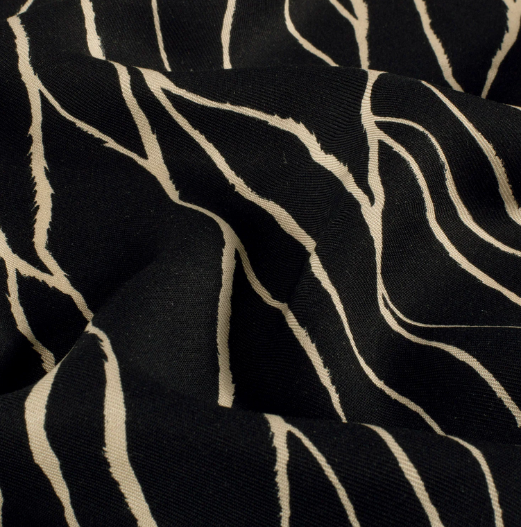 Viscose Twill Abstract Lines Black