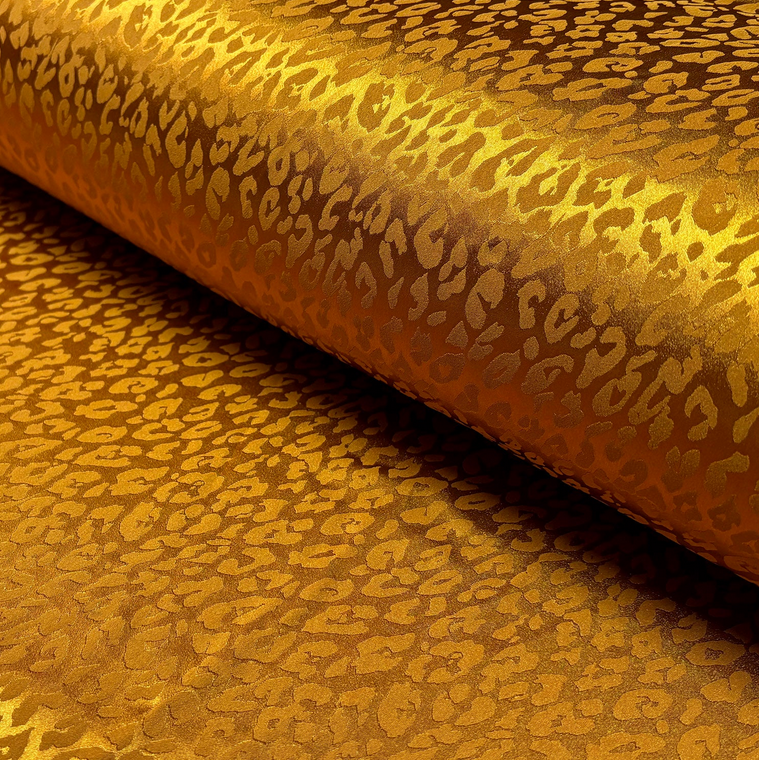 Stretch Polyester Satin Jacquard Leo Ochre