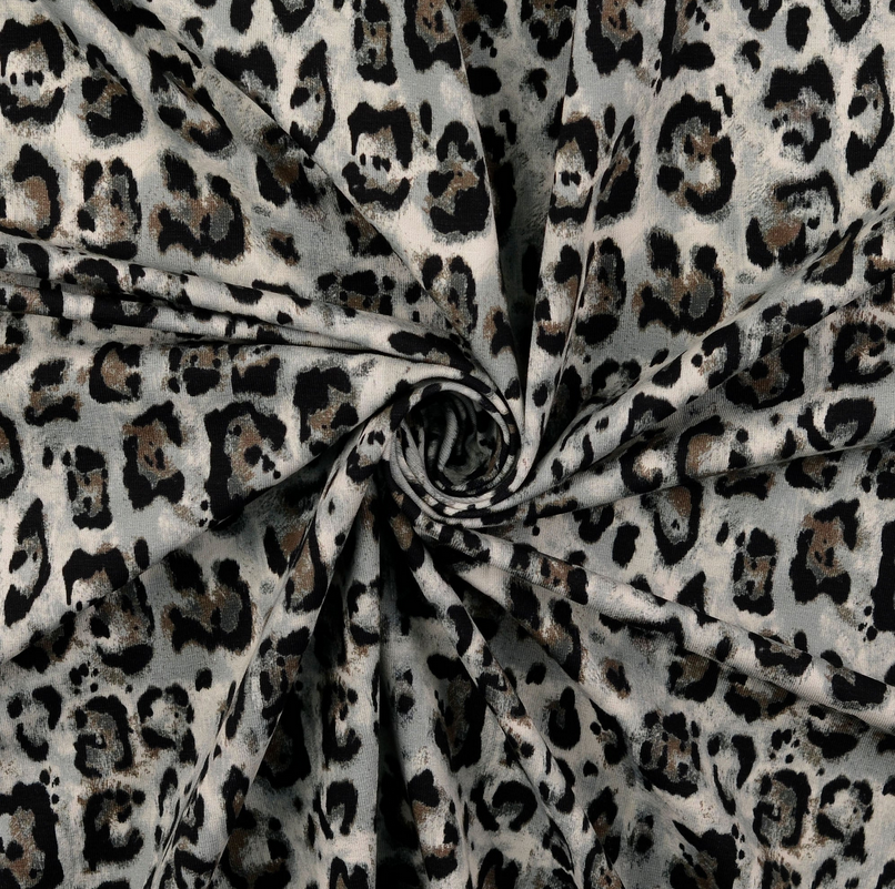 Jersey Katoen Digital Animal Skin Grey