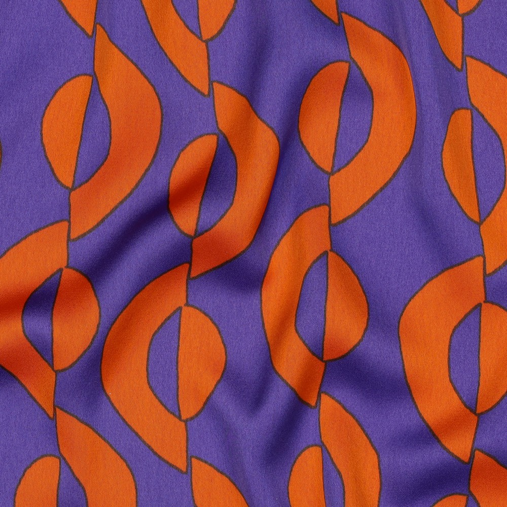 Royal Micro Satin Geometric Purple/Orange