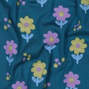 Jersey Glitter Flowers Petrol