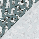 French Terry Digitaal Honden Staalblauw