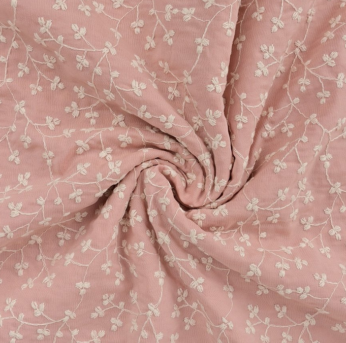 Broderie bloemetje Oud Roze/Ecru 