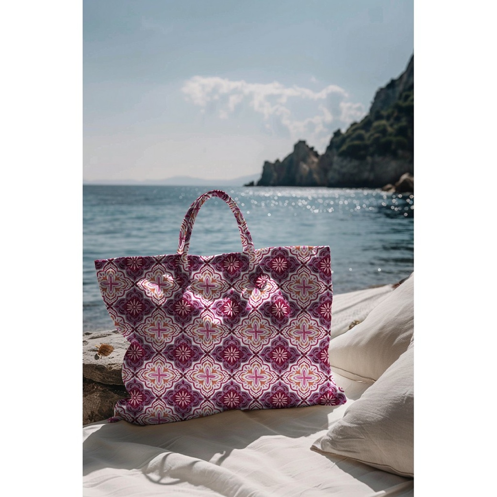 Canvas Slub Digital Ornament Purple/Pink