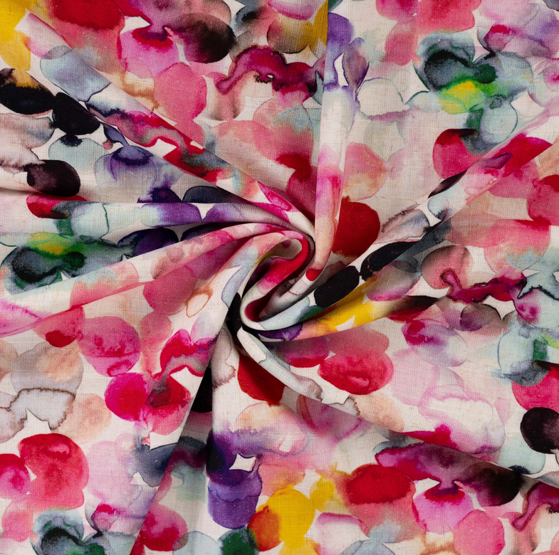 Viscose Linnen Digital Abstract Multi