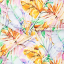 Cezanne Silky Viscose Satin Stretch Maxi Leaves Orange/Lilac