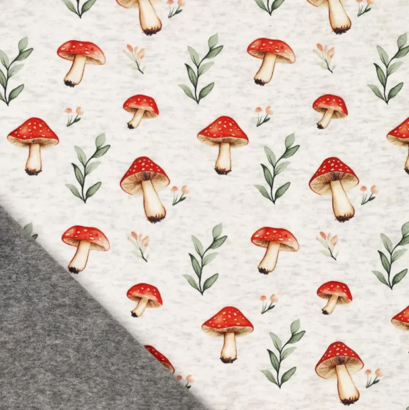 Alpenfleece digital Mushrooms Off White