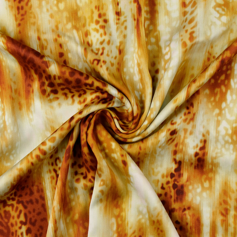 Viscose Satin Digital Animal Ochre