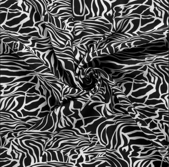 Viscose Linnen Zebra Black