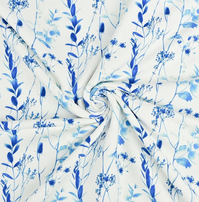 French Terry Digital Floral Off White