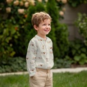 Double Gauze Embroidery Dogs Ecru