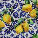Cotton Viscose Digital Lemons Blue