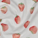 Double Gauze Digital Strawberries White