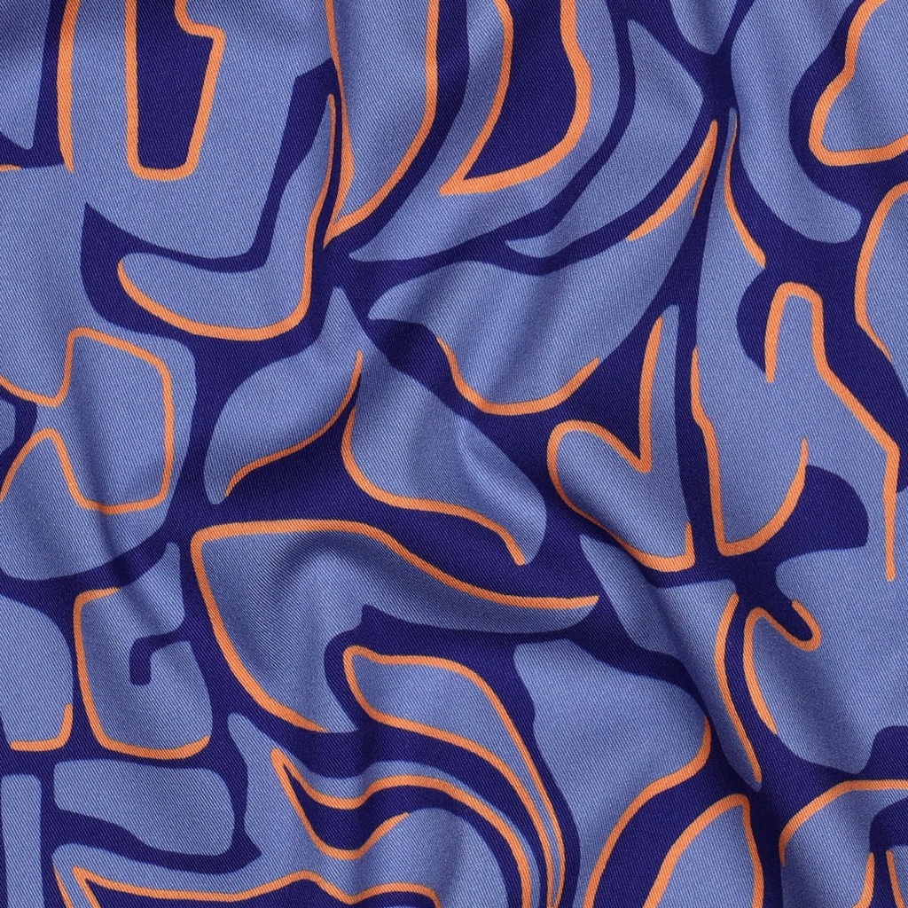 Viscose Rosella Stretch Abstract Cobalt