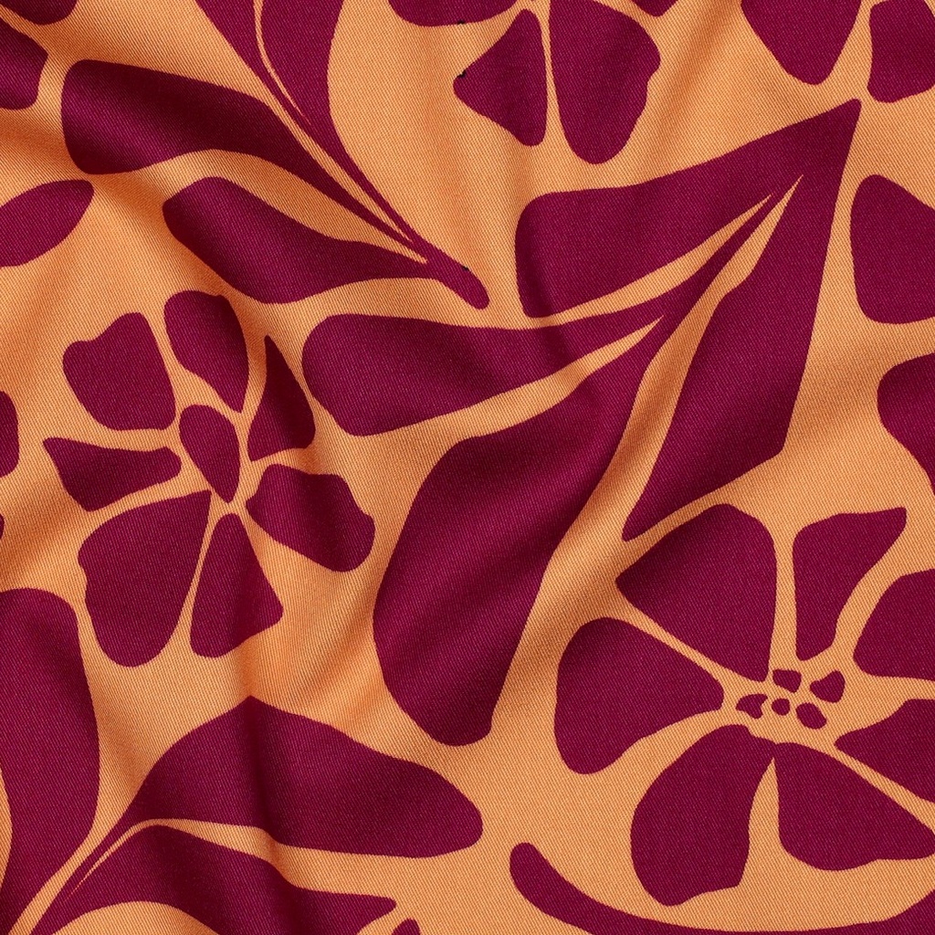 Rosella Stretch Magenta Flowers Orange