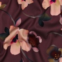 Viscose Rosella Stretch digi. Flower Aubergine