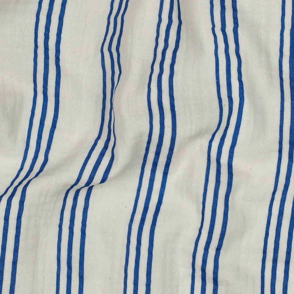 Double Gauze "BIO" Blue Stripes Ecru