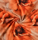 Cotton Stretch Satin Big Poppy Orange