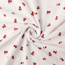 Double Gauze Broderie Cherries - White 