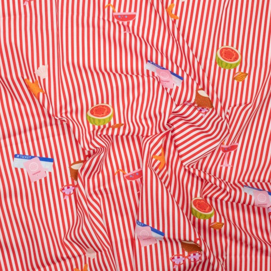Popeline Katoen Digi Ilja Summer Red