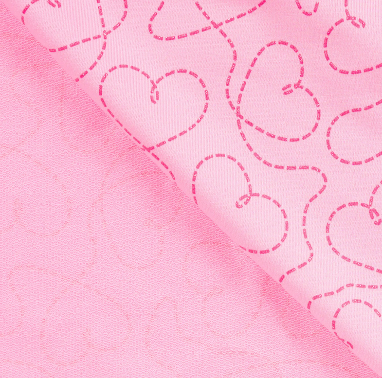 French Terry Neon Glitter Hearts Rose