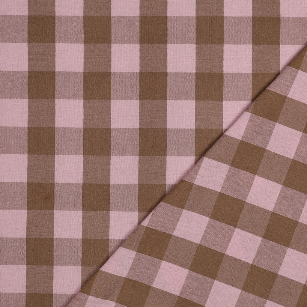 Cotton YD Checks Old Rose/Brown